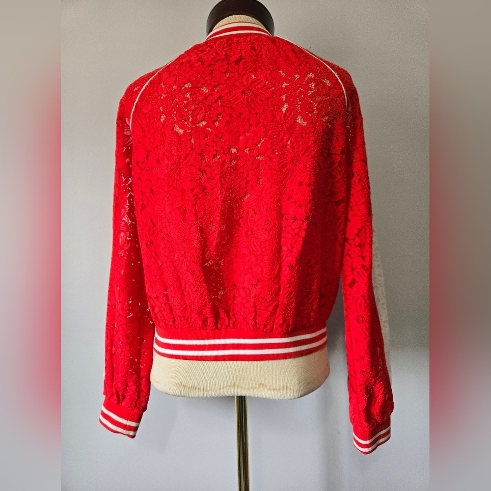 Lili Sidonio × Molly Bracken Red Lace Women's Bomber Jacket. Size Small - Picture 6 of 12